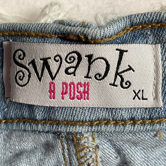 Swank a Posh Tear It Up Ultra Distressed Wide Leg Jeans Medium Wash - Picture 8 of 15